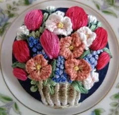 No.491 ハンドメイドブローチ　刺繍