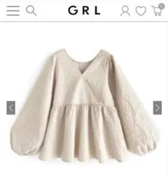 GRL 前後2Way花柄エンボス カシュクールトップス アイボリー[fo1831のサムネイル