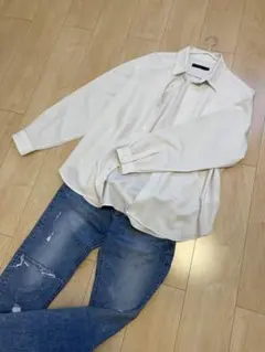 レイジブルー　ホワイト 長袖シャツ