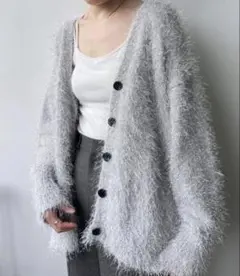 LOWRYS FARM ラメシャギーカーディガン　ロングのサムネイル
