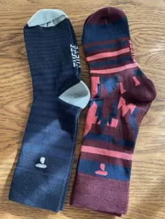 レディースソックス 2足セット 配色デザイン 22〜24cm