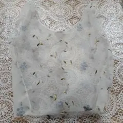 フラワーチュール刺繍トートバッグ エコバッグ ライトブルー青水色 オルチャン