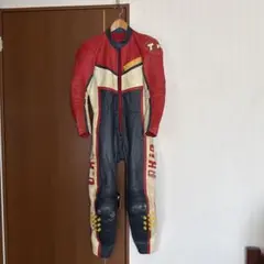 QUAK'ER バイク用革ツナギ 赤白黒 - メルカリ
