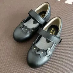 ★　数時間着用　アクシーズ　キッズ　フラワーパンプス　S 18.0　ブラック