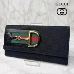 07 極美品 GUCCI 長財布 シェリーライン ホースビット 二つ折り財布 xのサムネイル