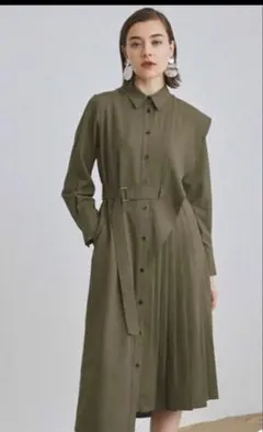 N.O.R.C】ノーク カシュクールタックワンピース カーキブラウン M