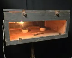 存在感抜群木製電球付き一面ガラスgケースショーケースインテリア店舗什器の一部に