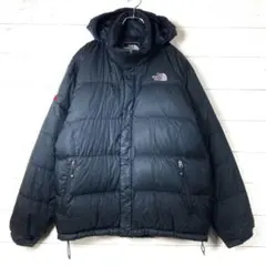 《美品》ノースフェイス☆ダウンジャケット サミット ロゴ刺繡 700FP 黒 L
