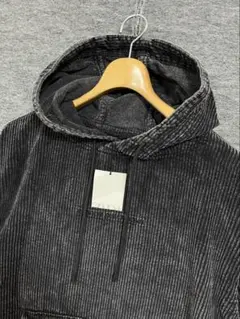ZARA ザラ 未使用 ブラックコーデュロイ パーカー フーディー L コットンのサムネイル