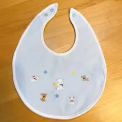 【美品】familie 水色 スタイ 犬とクマ刺繍