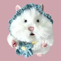 【はむにぎり】ブルーのお花 ボンネット 服 ハンドメイド 編み物