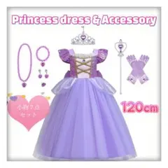 プリンセスドレス ラプンツェル風 小物7点セット 120cm キッズ コスプレ