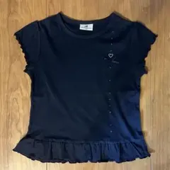 ペアレンツドリーム フリル付きネイビーTシャツ120cm ハート 可愛い上品のサムネイル