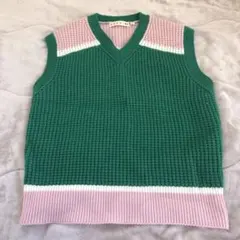 MARNI ニットベスト XL 緑 ピンク