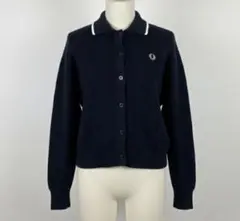 フレッドペリー ニットカーディガン 濃紺 月桂冠ロゴ 刺繍 日本製