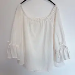 GLACIER グラシア 2WAY オフショル ブラウス L 白 フリル リボン