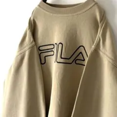 フィラ FILA ロゴ 刺繍 スウェットトレーナー L ベージュ 古着