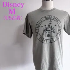 ディズニー 半袖Tシャツ ミッキー城ロゴ カーキ M ヴィンテージ風 US古着