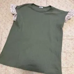 pairmanon オリーブ フリル袖 ワッフルTシャツ