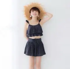 フリル付きドット柄ビキニ 3点セット