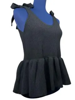 フリル付きリボンキャミソール ブラック 24A327