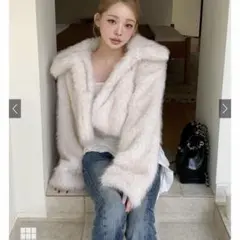 室内試着のみ⭐️GRL ビットつきミックスファーショート丈コート[on330]