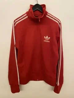 adidas 赤 トラックジャケット 3本ライン　ジャージ　サイズo