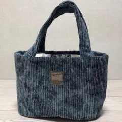 ハンドメイド新品＊2wayブルーコーデュロイトートバッグ Dカン付 キルト芯入り