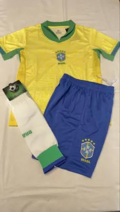 150cm 【ブラジル代表ホーム】ソックス付き子供サッカーユニフォーム3点