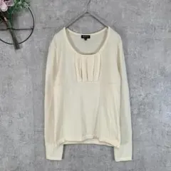 【美品】INDIVI レディース カットソー 長袖 薄手ニット M アイボリー