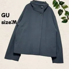 GU ジーユー スタンドカラーショートコート ネイビー Mサイズ