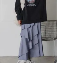 新品 PAGEBOY ティアードMIXスカート ロングスカートフリル プリーツ