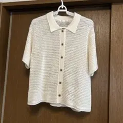 【新品】GU 半袖ニット オフホワイト M