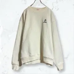 a3657 コンバース ニット風トレーナー LL 白 裏起毛 ワンポイント 秋冬