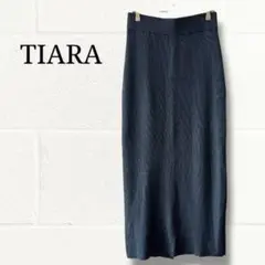 ティアラ TIARA ウール100% ニットタイトスカート ロング丈 グレーのサムネイル