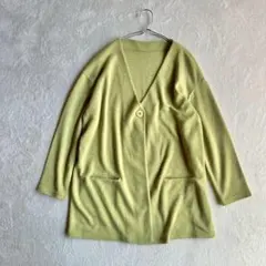 【ラフレア】Vネックカーディガン（M～L）ワンボタン 羽織 丈長 シンプル