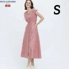 良品✨UNIQLO×INES ギンガムチェックワンピース　ロング丈　レッドS