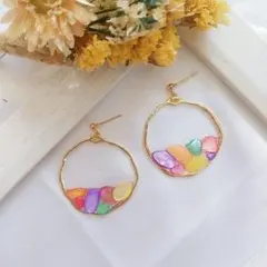 さざれ石×リングピアス b ハンドメイドピアス