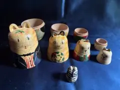 猫のマトリョーシカ 木製 置物 5ピースセット　《レトロ》のサムネイル