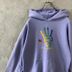 GILDAN パーカ　ヘビーブレンド　ビッグプリント　むらさき　裏起毛　IW25