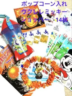 ディズニーランド①ショッパー14枚②ロケット型ポップコーン③ウクレレストラップ