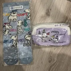 スヌーピー ルームソックスとポーチセット