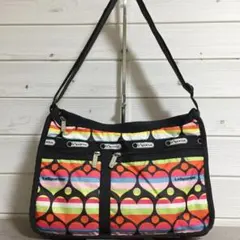 新品】レスポートサック ポーチ付ショルダーバッグ ハート柄レインボー 