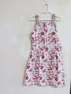 赤い花柄 ノースリーブワンピース