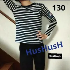 HusHusHボーダー柄トップス Tシャツ厚手