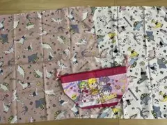 かわいい♡ 恐竜柄 ランチクロス ピンク c ここたま 弁当袋 給食袋 セット