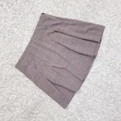 《 ZARA ザラ 》ミニスカート ブラウン チェック プリーツ タック M