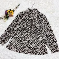 新品✨【MILD GAPPUCCI】 小花柄　長袖ブラウス　パール　ブラック　F