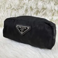 美品✨ プラダ 三角ロゴ コスメ 化粧 ポーチ ナイロン ファスナー ブラック