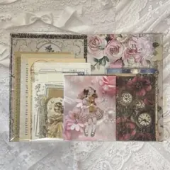 コラージュ素材　100枚以上　A4デザインペーパー　紙モノ　シール　平袋